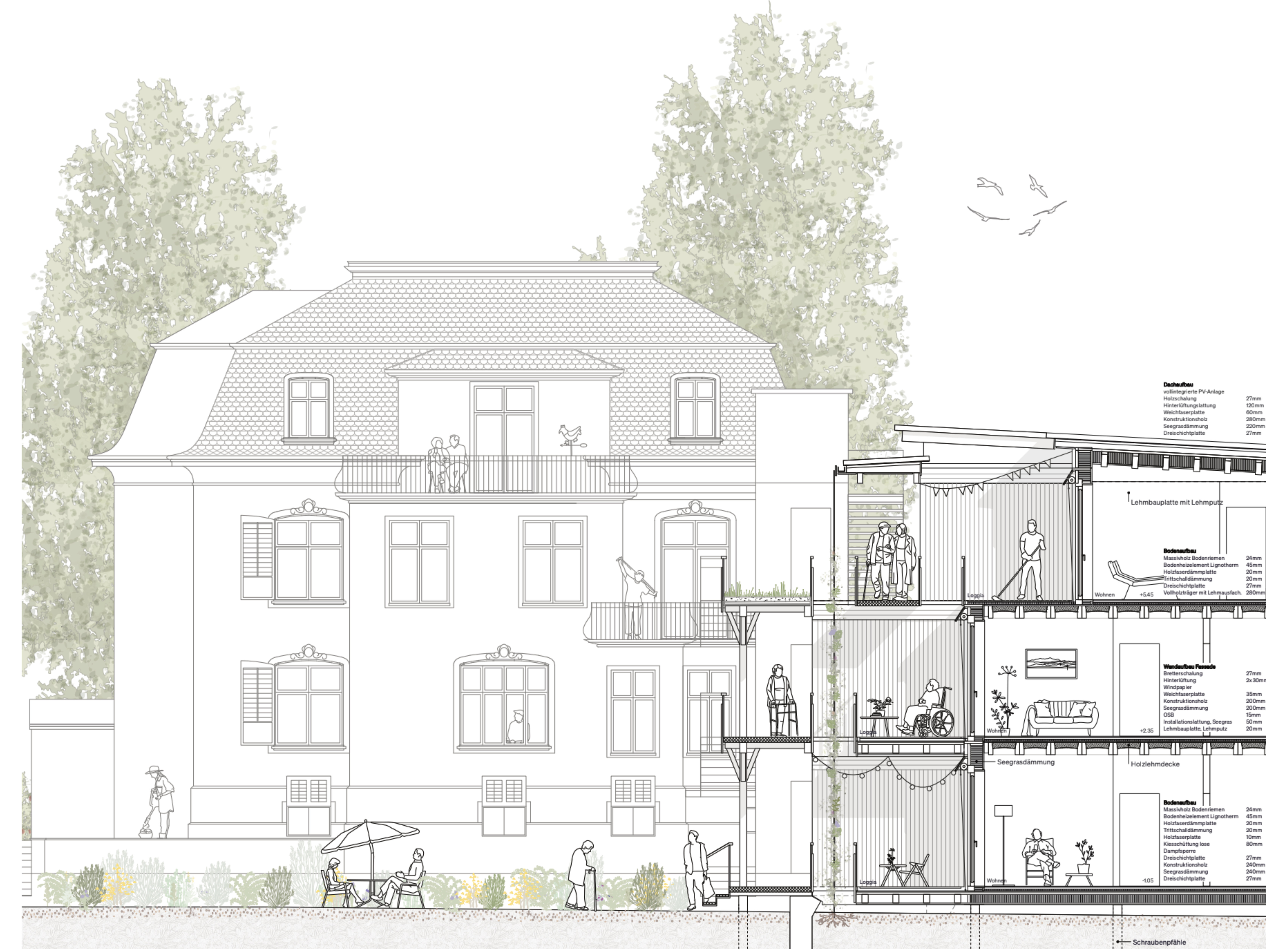 Wohnen im Park - Konstruktionsschnitt